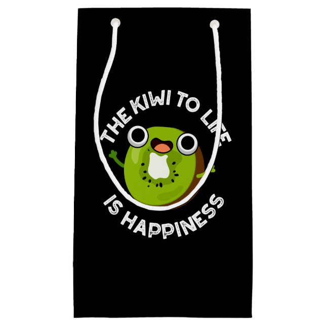 The Kiwi To Life Is Happiness Fruit Pun Dark BG Small Gift Bag (Front)
