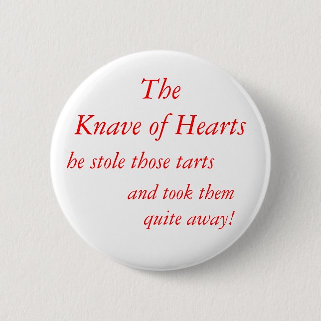 The Knave of Hearts 2 Inch Round Button (Front)