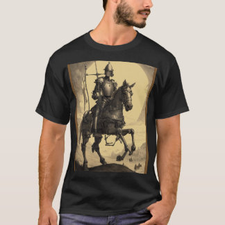 The Knight and His Steed – Vintage Monochrome  T-Shirt