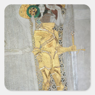 The Knight detail of the Beethoven Frieze Square Sticker