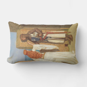 The Knight's Shadow (by Edmund Blair Leighton) Lumbar Pillow