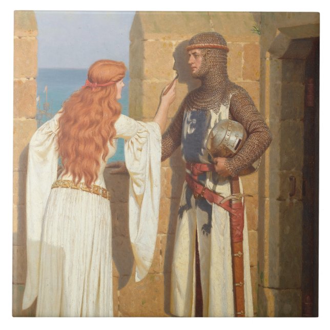 The Knight's Shadow (by Edmund Blair Leighton) Tile (Front)