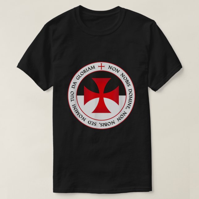 The Knights Templar Cross Christian Crusader Motto T-Shirt (Design Front)