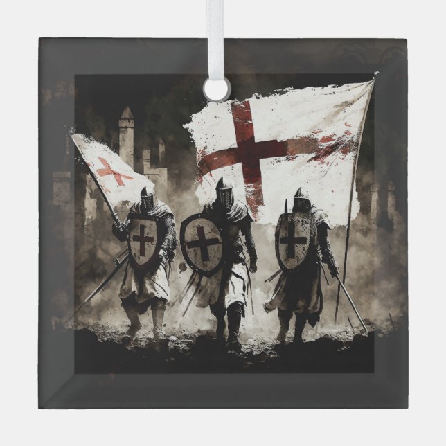 The Knights Templar Enter the Holy City   Glass Ornament (Front)