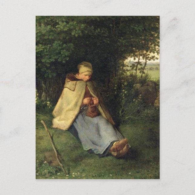The Knitter or, The Seated Shepherdess, 1858-60 Postcard (Front)