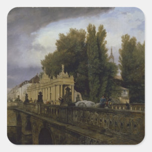 The Konigsbrucke on Konigsstrasse, Berlin, 1835 Square Sticker
