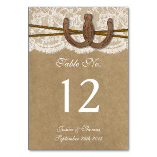 The Kraft, Lace & Horseshoe Collection Table Number