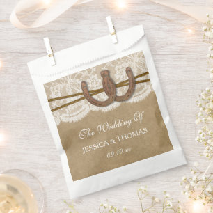 The Kraft, Lace & Horseshoe Wedding Collection Favour Bag