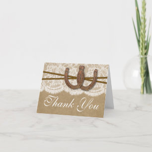 The Kraft, Lace & Horseshoe Wedding Collection Thank You Card