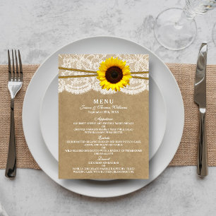 The Kraft, Lace & Sunflower Collection Menu Cards