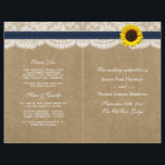 The Kraft, Lace & Sunflower Collection - Navy<br><div class="desc">The Kraft, lace and sunflower collection is a stunning design featuring a lovely rustic Kraft paper effect background with a romantic vintage white lace effect trim finished with a stunning sunflower and a navy blue ribbon effect. These programs can be personalized for your special occasion and would make the perfect...</div>