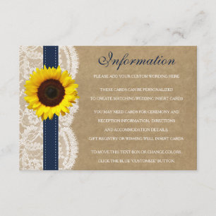 The Kraft, Lace & Sunflower Collection - Navy Enclosure Card
