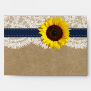 The Kraft, Lace & Sunflower Collection - Navy Envelope