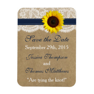 The Kraft, Lace & Sunflower Collection - Navy Magnet