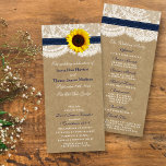 The Kraft, Lace & Sunflower Collection - Navy Program<br><div class="desc">The Kraft, lace and sunflower collection is a stunning design featuring a lovely rustic Kraft paper effect background with a romantic vintage white lace effect trim finished with a stunning sunflower and a navy blue ribbon effect. These programs can be personalized for your special occasion and would make the perfect...</div>