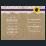 The Kraft, Lace & Sunflower Collection - Purple<br><div class="desc">The Kraft, lace and sunflower collection is a stunning design featuring a lovely rustic Kraft paper effect background with a romantic vintage white lace effect trim finished with a stunning sunflower and a purple ribbon effect. These programs can be personalized for your special occasion and would make the perfect template...</div>