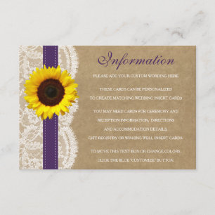The Kraft, Lace & Sunflower Collection - Purple Enclosure Card