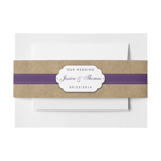 The Kraft, Lace & Sunflower Collection - Purple Invitation Belly Band (Front Example)