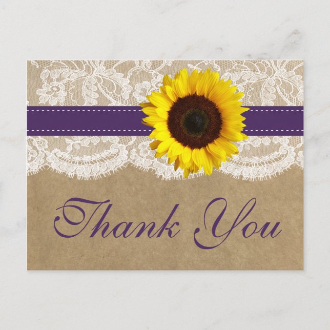 The Kraft, Lace & Sunflower Collection - Purple Postcard (Front)