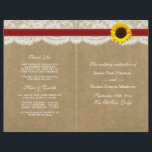 The Kraft, Lace & Sunflower Collection - Red<br><div class="desc">The Kraft, lace and sunflower collection is a stunning design featuring a lovely rustic Kraft paper effect background with a romantic vintage white lace effect trim finished with a stunning sunflower and a red ribbon effect. These programs can be personalized for your special occasion and would make the perfect template...</div>