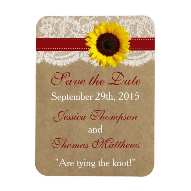 The Kraft, Lace & Sunflower Collection - Red Magnet (Vertical)