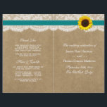 The Kraft, Lace & Sunflower Collection - Teal<br><div class="desc">The Kraft, lace and sunflower collection is a stunning design featuring a lovely rustic Kraft paper effect background with a romantic vintage white lace effect trim finished with a stunning sunflower and a teal ribbon effect. These programs can be personalized for your special occasion and would make the perfect template...</div>