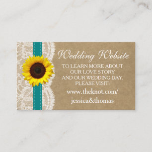 The Kraft, Lace & Sunflower Collection - Teal Enclosure Card