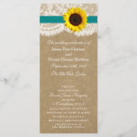 The Kraft, Lace & Sunflower Collection - Teal Program<br><div class="desc">The Kraft, lace and sunflower collection is a stunning design featuring a lovely rustic Kraft paper effect background with a romantic vintage white lace effect trim finished with a stunning sunflower and a teal ribbon effect. These programs can be personalized for your special occasion and would make the perfect template...</div>