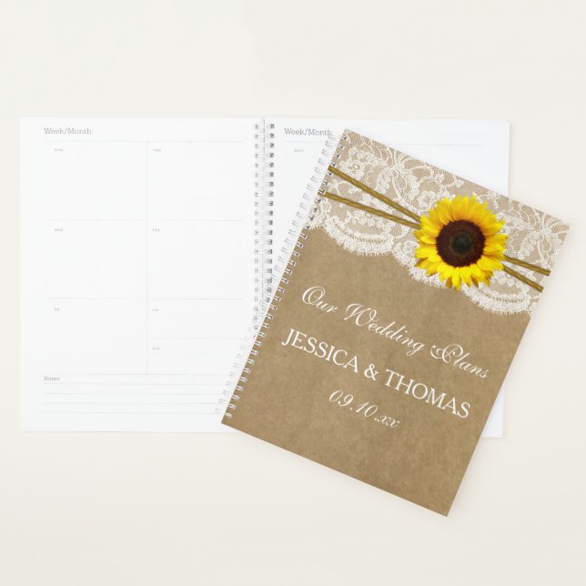 The Kraft, Lace & Sunflower Wedding Collection Planner (Display)
