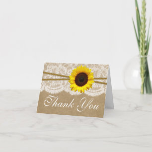 The Kraft, Lace & Sunflower Wedding Collection Thank You Card