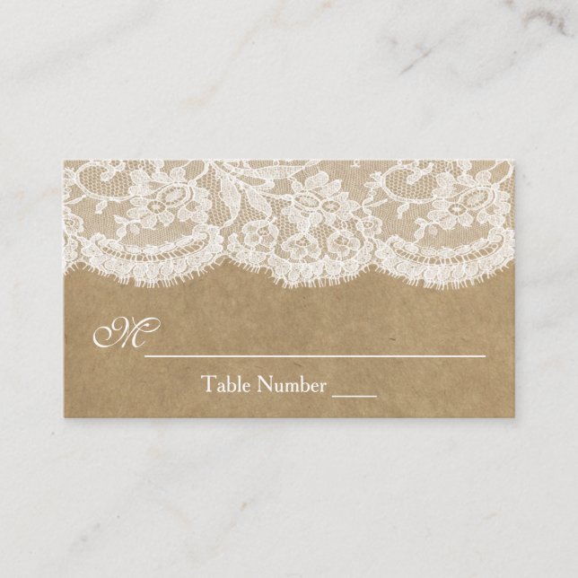 The Kraft & Lace Wedding Collection Escort Cards (Front)