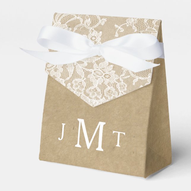 The Kraft & Lace Wedding Collection Favor Box (Front Side)