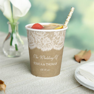 The Kraft & Lace Wedding Collection Paper Cups