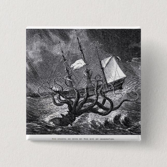 The Kraken 2 Inch Square Button (Front)