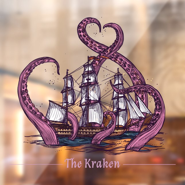 The Kraken Octopus Sailing Ship Nautical Window Cling (Sheet 2)