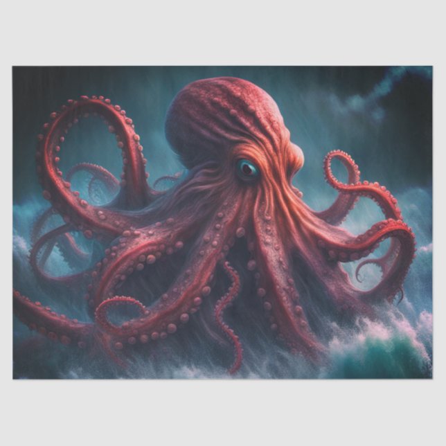 The Kraken Octopus Sea Monster Decoupage Tissue Paper (Front)