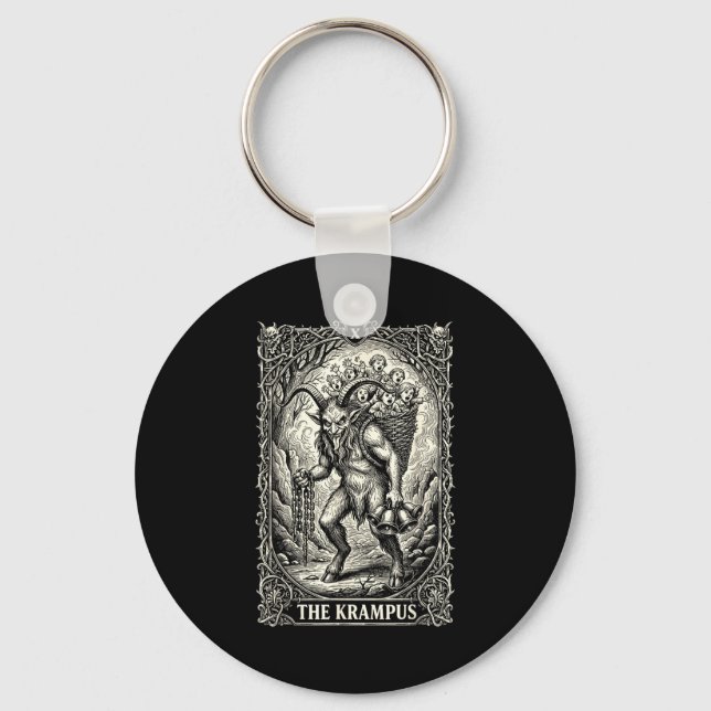 The Krampus Tarot Card Goth Witchy Black Pajamas C Keychain (Front)