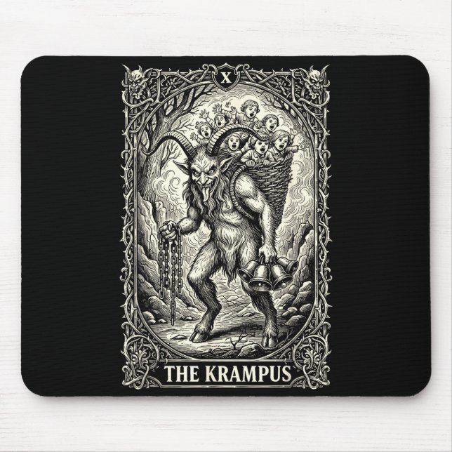 The Krampus Tarot Card Goth Witchy Black Pajamas C Mouse Pad (Front)