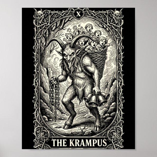 The Krampus Tarot Card Goth Witchy Black Pajamas C Poster (Front)