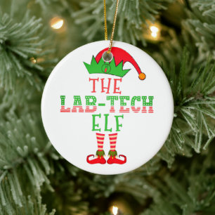 The Lab Tech Elf Christmas Family Matching Pajama Ceramic Ornament