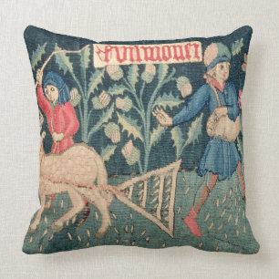 The Labours of the Months, Alsace (tapestry) Vict Throw Pillow