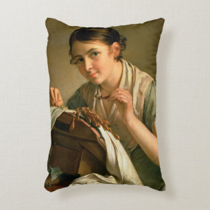 The Lacemaker, 1823 Decorative Pillow