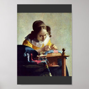 The Lacemaker, Français La Dentelière,  By Vermeer Poster