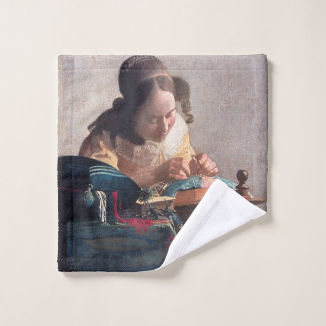The Lacemaker, Johannes Vermeer, 1669-1670 Wash Cloth (Wash Cloth)