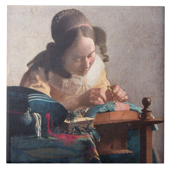 The Lacemaker, Johannes Vermeer Tile (Front)