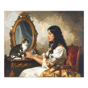  The Lady and Her Cat – A Timeless Victorian Portr Photo Print