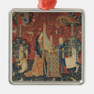 The Lady and the Unicorn: 'Hearing' Metal Ornament