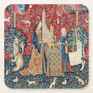 The Lady and the Unicorn, Hearing Square Paper Coaster