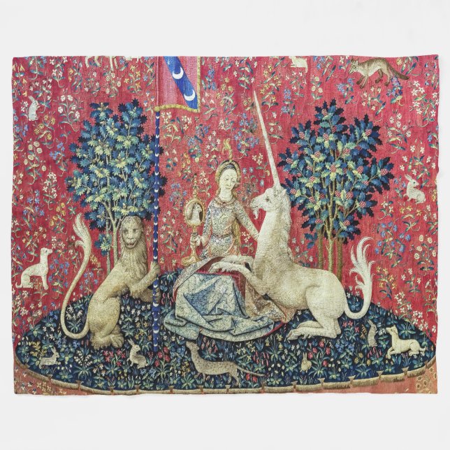 The Lady and the Unicorn, Sight Fleece Blanket (Front (Horizontal))