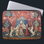The Lady and the Unicorn, To my only desire Laptop Sleeve<br><div class="desc">The Lady and the Unicorn, To my only desire (La Dame a la licorne, A mon seul desir) Medieval Tapestry (arround 1500). This tapestry is part of a series of six. Each tapestry feature a medieval lady in various poses. Each scene depicts one of the five senses, as well as...</div>